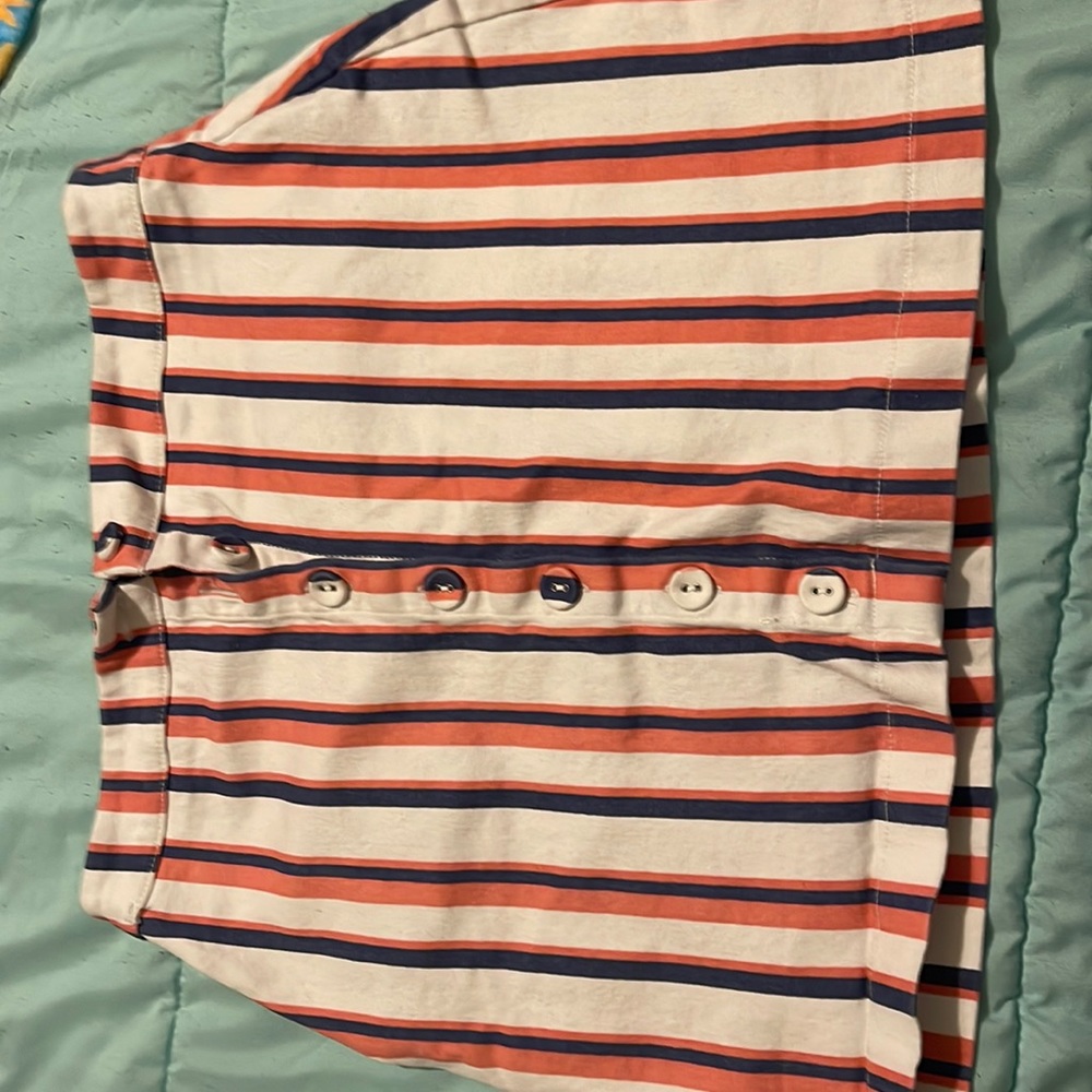 LIGHTLY WORN multicolor stripe mini button up skirt